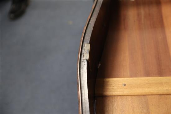 A 19th century Indo Portuguese rosewood serpentine commode, W.4ft 1in.